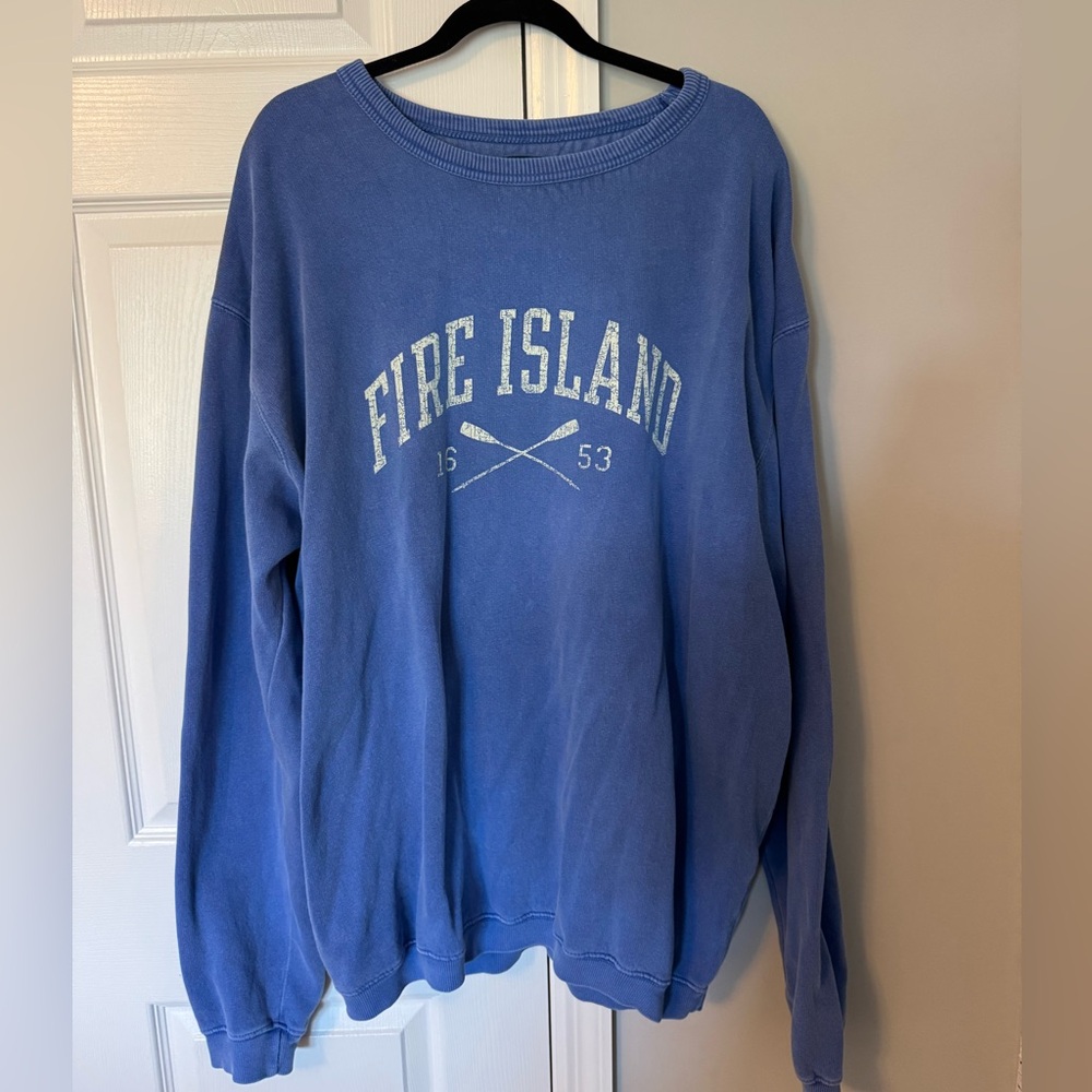 Fire Island Graphic Pullover Sweatshirt - Blue